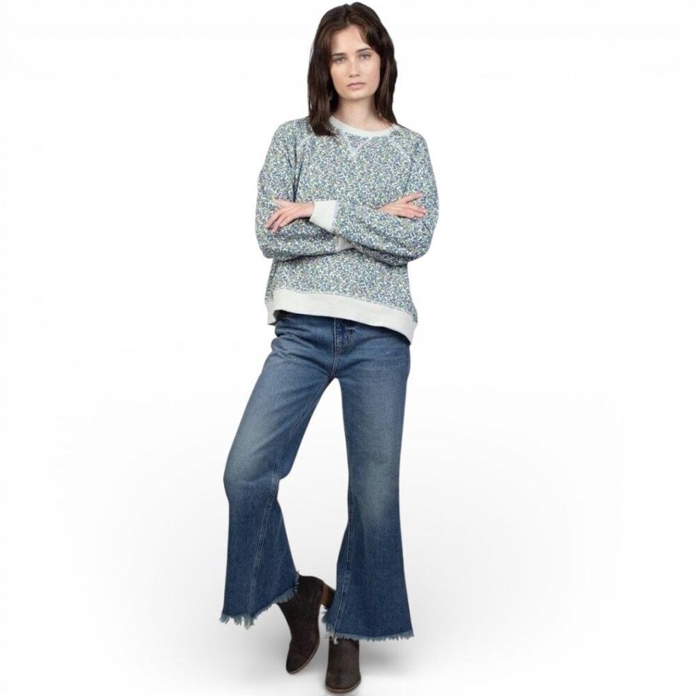 The Great Belle High Rise Flare Jeans Size 27 | Medium Wash Frayed Hem Denim